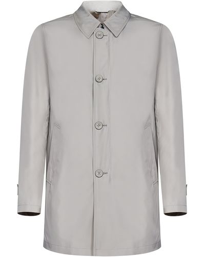 Herno Single-Breasted Shirt Coat - Grey