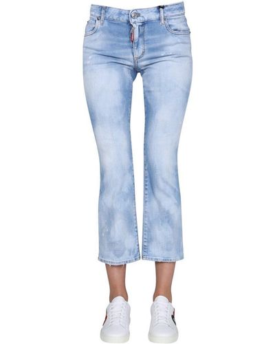 DSquared² Kick-Flared Cropped Jeans - Blue