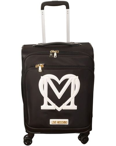 Love Moschino Heart Patched Two-Way Zipped Trolley Luggage - Black