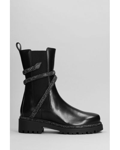 Rene Caovilla Cleo Crystal-embellished Leather Chelsea Boots - Black