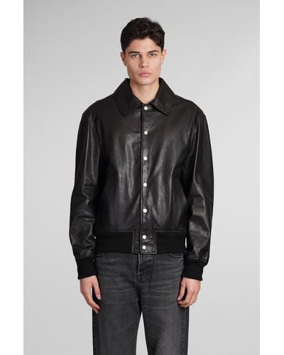 DFOUR® Leather Jacket In Black Leather