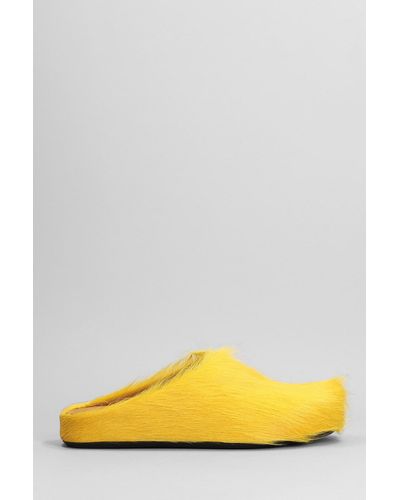 Marni Slipper-mule In Yellow Leather