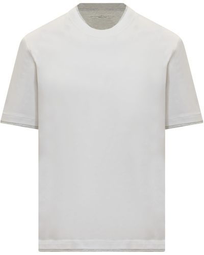 Brunello Cucinelli Jersey T-shirt With Ribbed Hem - White