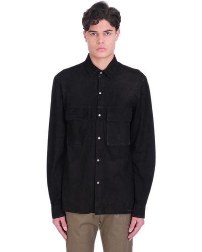 Low Brand Shirt Shirt In Leather - Black