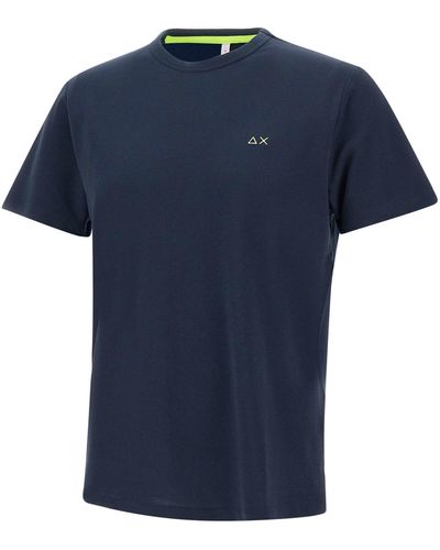Sun 68 Solid Cotton T-Shirt - Blue