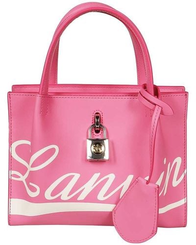 Lanvin Logo Print Leather Handbag - Pink