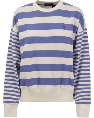 Polo Ralph Lauren Crew-Neck Sweatshirt With Stripes - Blue