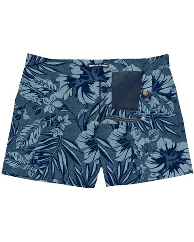 Mc2 Saint Barth Swim Shorts With Tropical Print - Blue