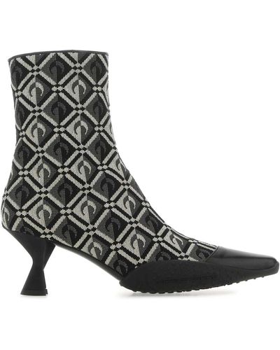 Marine Serre Embroidered Cotton Blend Moon Diamant Ankle Boots - Black