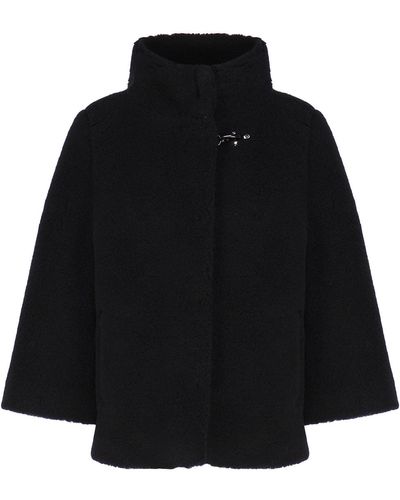 Fay Cape With Wide High Neck And Hook - Black