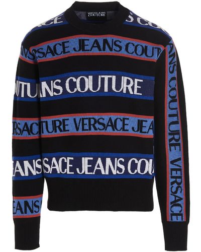 Versace Logo Jacquard Sweater - Blue
