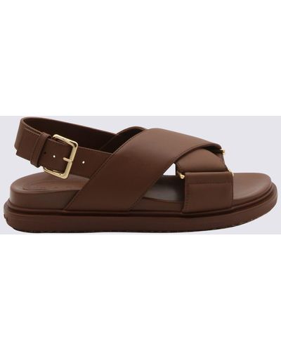 Marni Leather Fussbet Sandals - Brown
