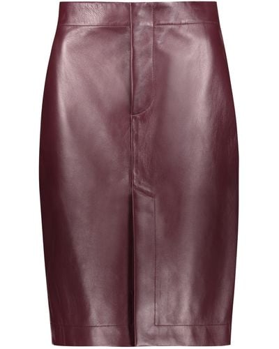 Bottega Veneta Leather Skirt - Purple