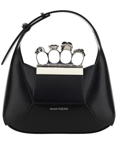 Alexander McQueen Jewelled Hobo Mini Bag - Black