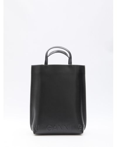 Ganni Banner Medium Tote Bag - Black