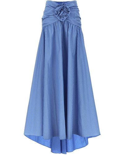 Carolina Herrera Long Floral Wall Skirt - Blue