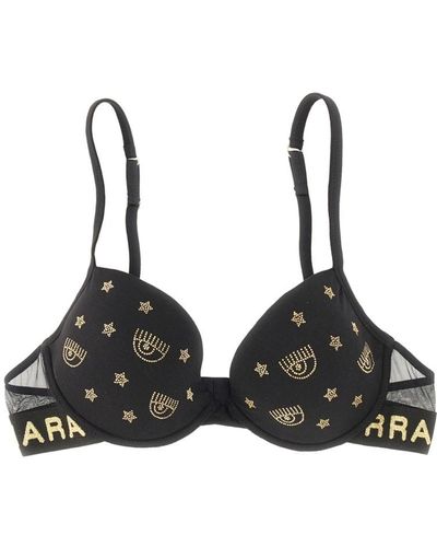 Chiara Ferragni Bralette With Logomania - Black