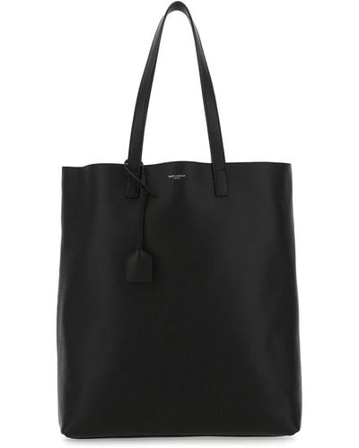 Saint Laurent Bold Logo Detailed Tote Bag - Black