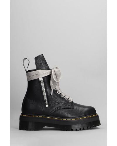 Rick Owens X Dr. Martens 1460 Quad Ro Combat Boots In Black Leather