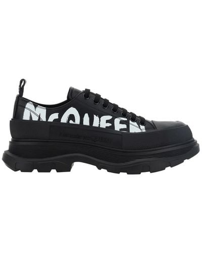 Alexander McQueen Tread Slick Lace Up Leather Sneaker - Black