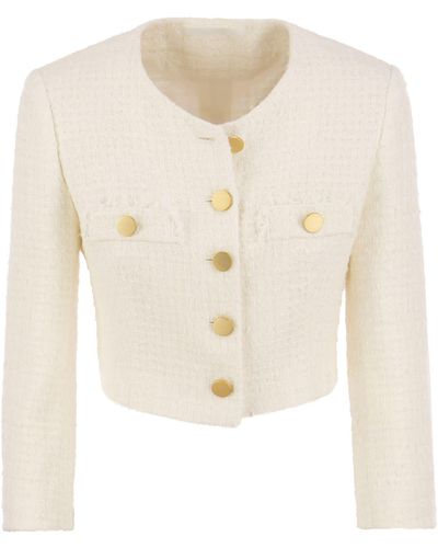 Tagliatore Rosy - Cropped Tweed Jacket - White