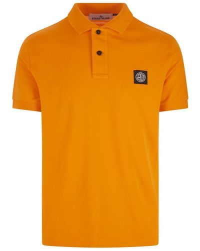 Stone Island Piqué Slim Fit Polo Shirt - Orange