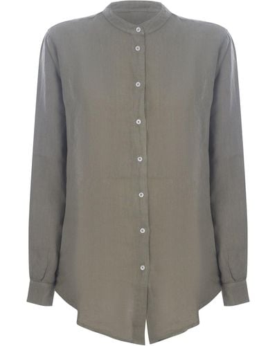 Fay Shirt Made Of Linen - Gray