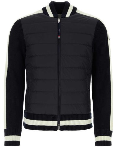Moncler Midnight Cotton And Polyester Cardigan - Blue