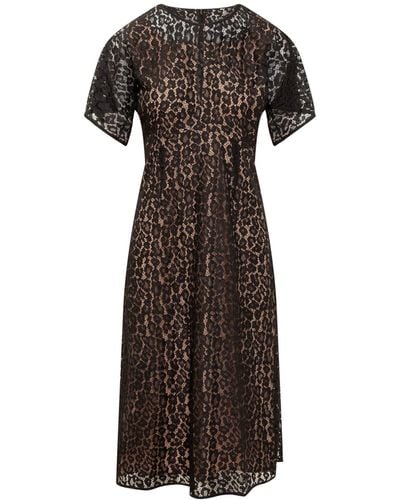 Michael Kors Cheetah Lace Midi Dress - Brown