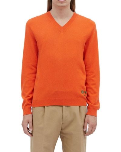Gucci Knit V-neck Sweater - Orange