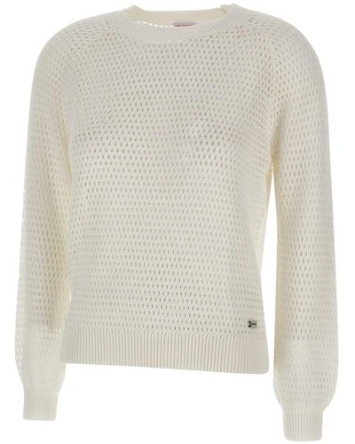 Sun 68 Round Neck Cotton Sweater - White