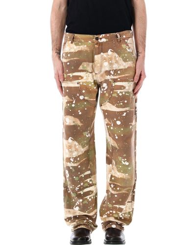 MSGM Dripping Camo Workwear Pants - Natural