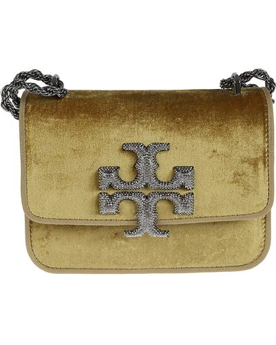 Tory Burch Eleanor Embossed Small Convertible Velvet Pave Shoulder Bag - Green