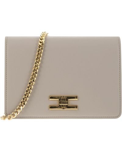 Elisabetta Franchi Shoulder Bag With Gold Swivel Logo - Gray