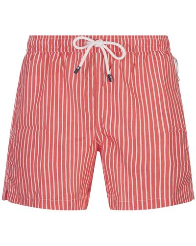 Fedeli And Striped Swim Shorts - Red