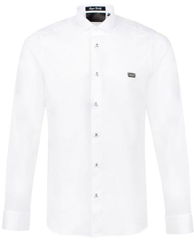 Philipp Plein Logo Plaque Long-sleeved Shirt - White
