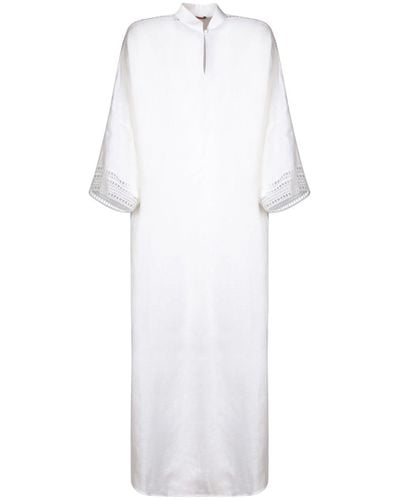 Ermanno Scervino Lace Trim Drop Shoulder Maxi Dress - White