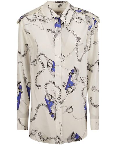 Burberry Printed Long Shirt - White