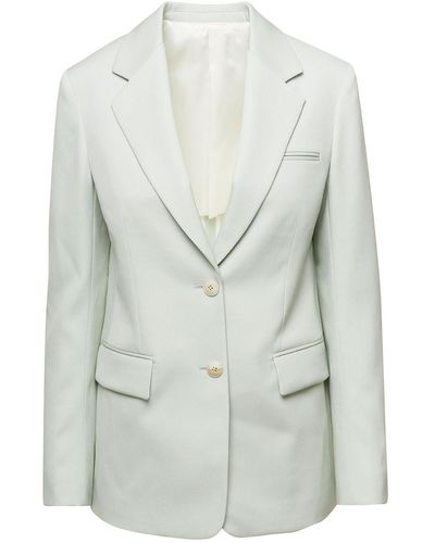 Lanvin Light Mono-breasted Blazer With Pockets In Wool - Grey