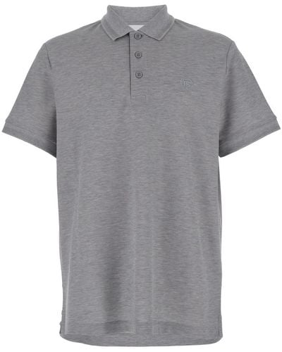Burberry Short Sleeve Polo Shirt With Buttons - Grey