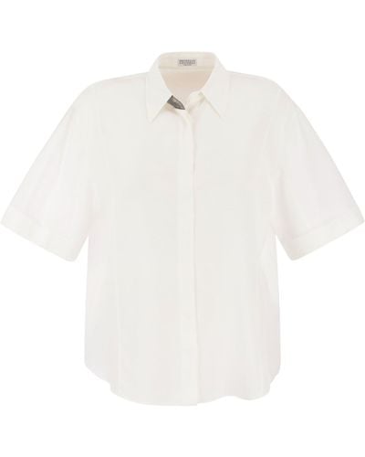 Brunello Cucinelli Silk Crepe De Chine Shirt With Precious Buttonhole - White