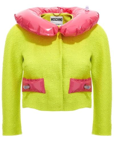 Moschino Giacca Cropped Tweed Gonfiabile - Yellow