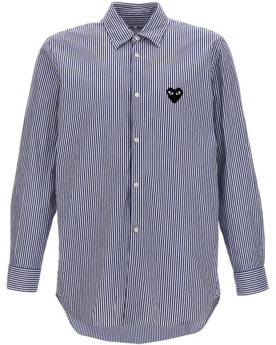 COMME DES GARÇONS PLAY Logo Patch Striped Shirt Shirt, Blouse - Blue