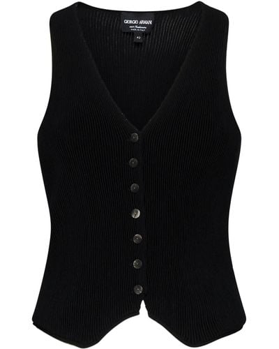 Giorgio Armani Ottoman Cashmere Waistcoat - Black