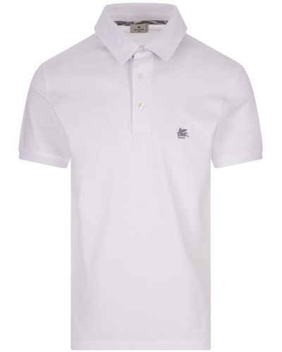 Etro Polo Shirt With Logo And Paisley Undercollar - White