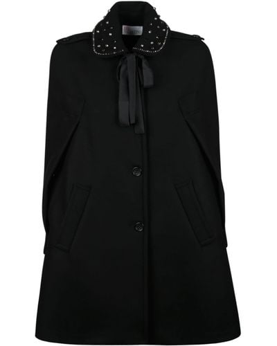 RED Valentino Embellished Collar Buttoned Cape - Black