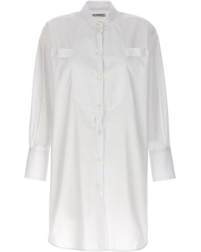 Alberto Biani Long Plastron Tuxedo Shirt - White