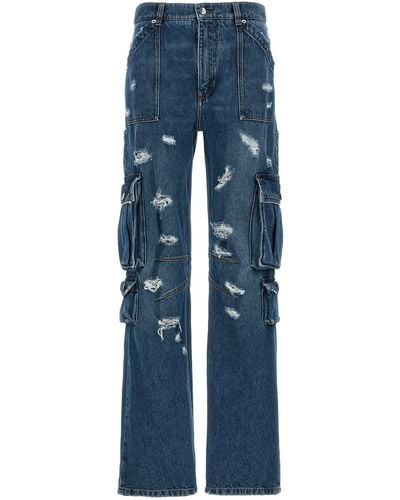 Dolce & Gabbana Used Effect Cargo Jeans - Blue