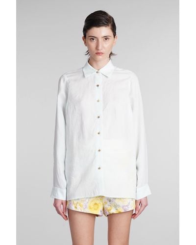 Zimmermann Shirt In Cyan Ramie - White