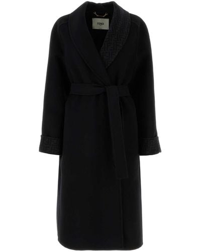 Fendi Wool Blend Coat - Black
